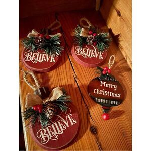 Believe Ornaments x4